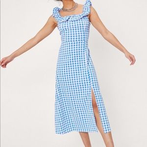 Nasty Gal gingham printed midi dress
